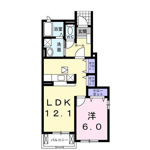 熊本市西区池田のアパートの間取り