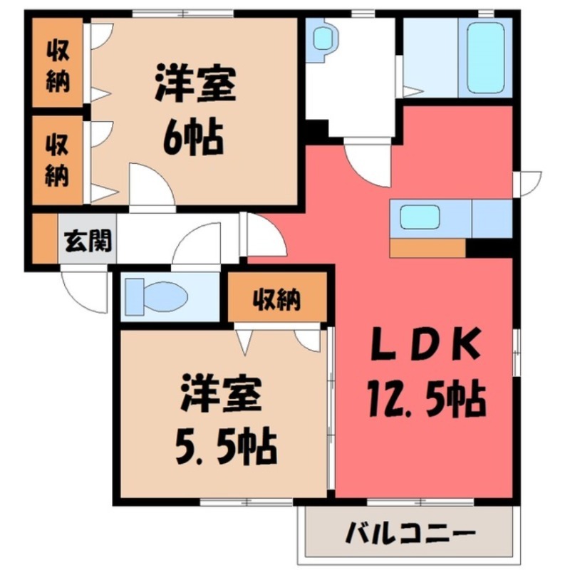 【古河市原のアパートの間取り】