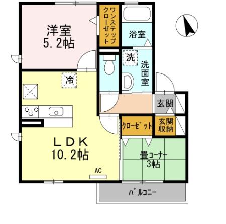 岸和田市上松町のアパートの間取り