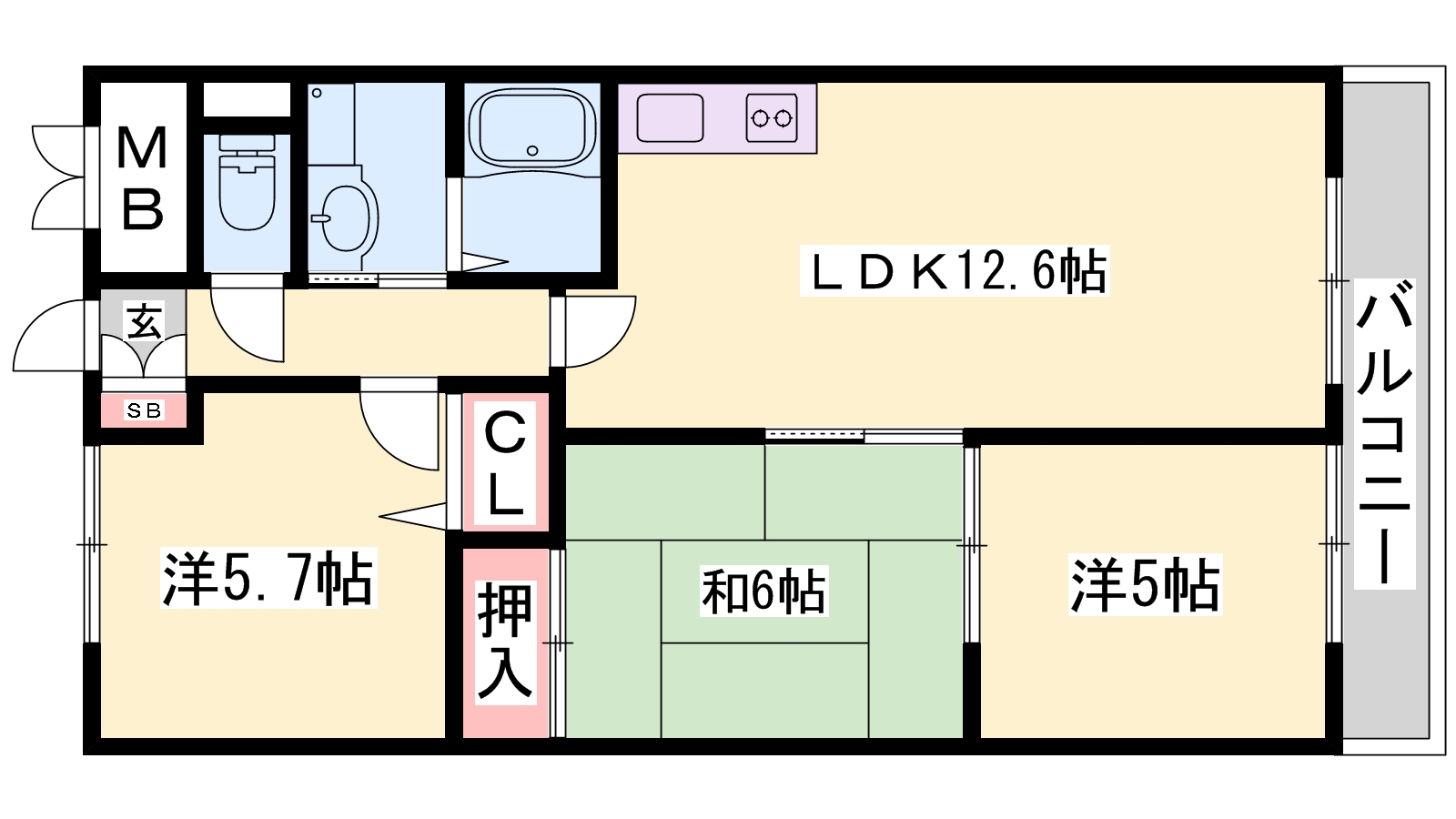 揖保郡太子町鵤のマンションの間取り