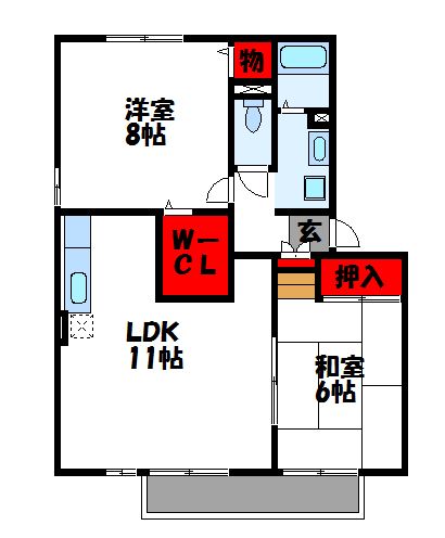 【古賀市舞の里のアパートの間取り】