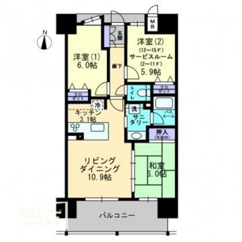 アルファステイツ福山駅前IIの間取り