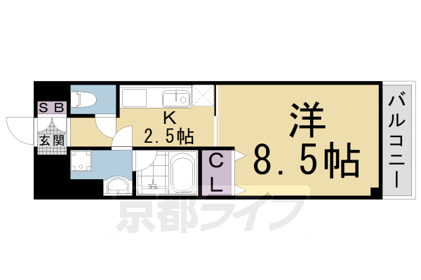 京都市右京区西京極南大入町のマンションの間取り