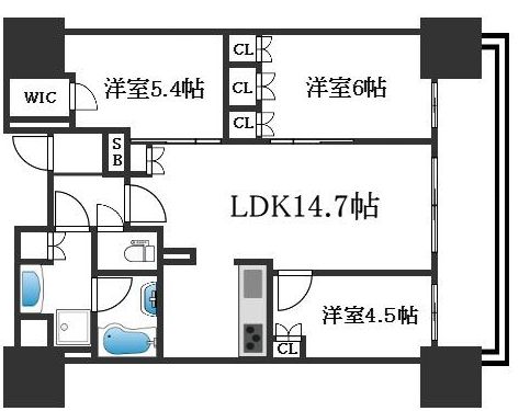 ローレルタワー堺筋本町の間取り