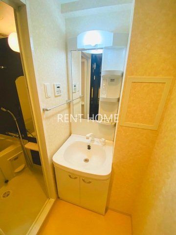 洗面設備　シャワー付独立洗面台です。