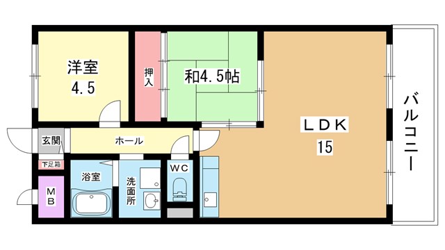 阪急宝塚線 曽根駅 徒歩15分 5階建 築47年の間取り写真