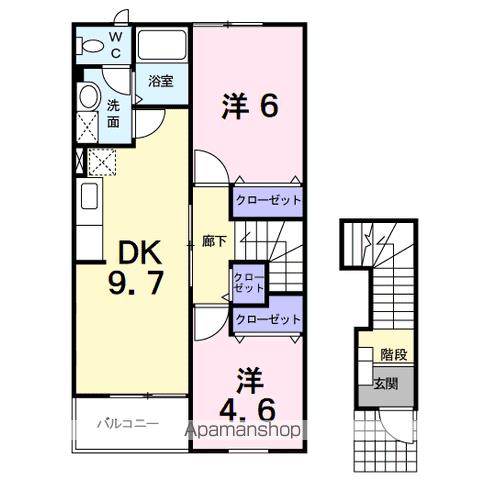 ＪＲ身延線 甲斐住吉駅 徒歩46分 2階建 築25年の間取り写真