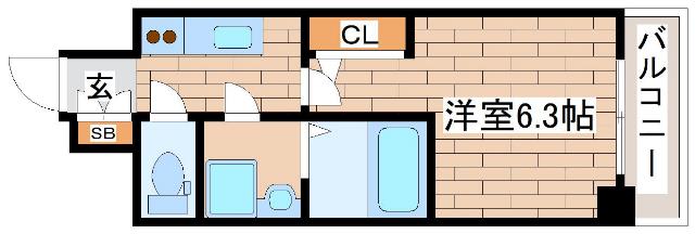 阪神本線 春日野道駅 徒歩3分 12階建 築4年の間取り写真