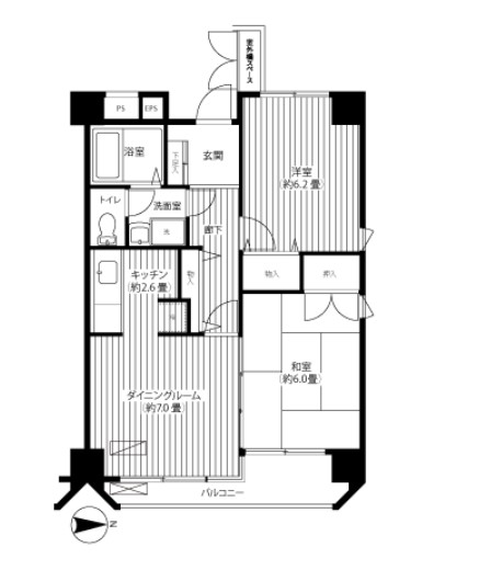 川崎市宮前区犬蔵のマンションの間取り