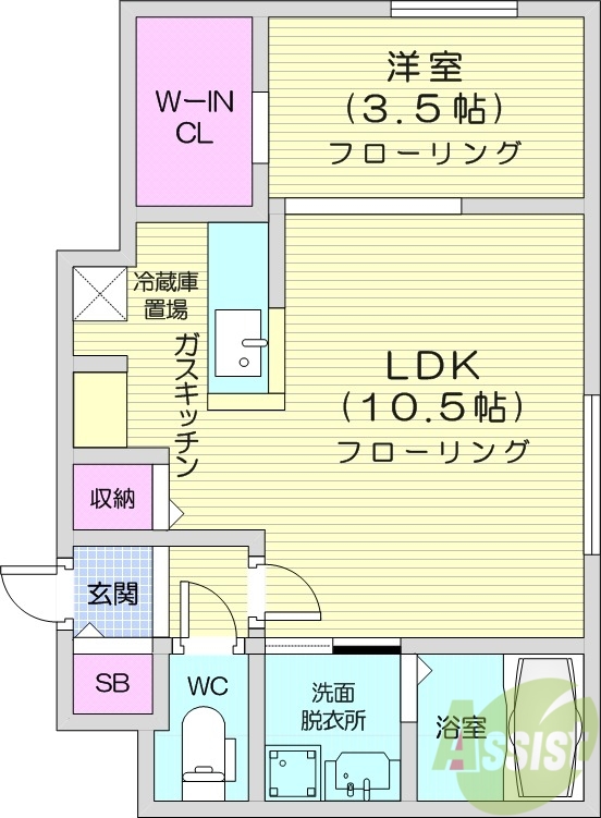 エアフォルク学園前の間取り