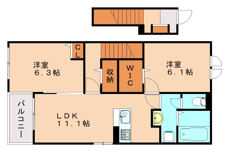 糟屋郡須惠町大字上須惠のアパートの間取り