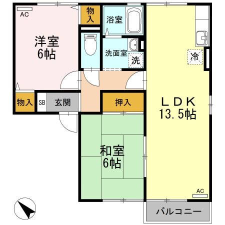 勝田郡勝央町岡のアパートの間取り