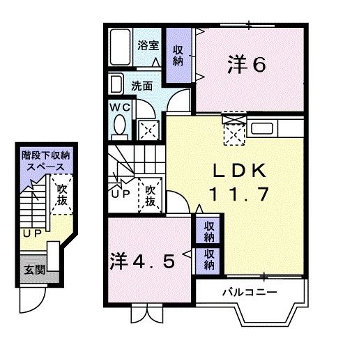 福島市笹谷のアパートの間取り