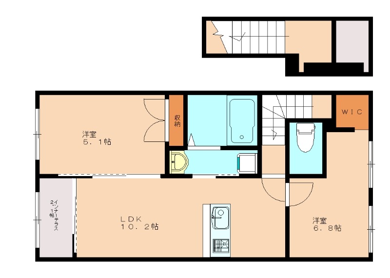 北九州市小倉北区貴船町のアパートの間取り