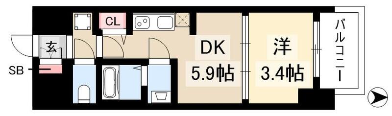 プレサンスジェネ新栄町駅前葵の間取り