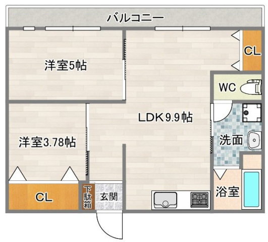 大阪市阿倍野区帝塚山のマンションの間取り