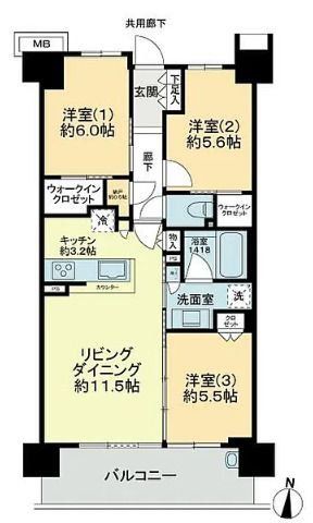 シティテラス小金井公園　B棟の間取り