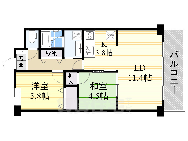 高槻市宮野町のマンションの間取り