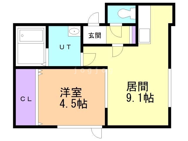 札幌市西区八軒七条西のアパートの間取り