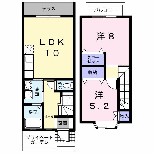 行橋市北泉のアパートの間取り