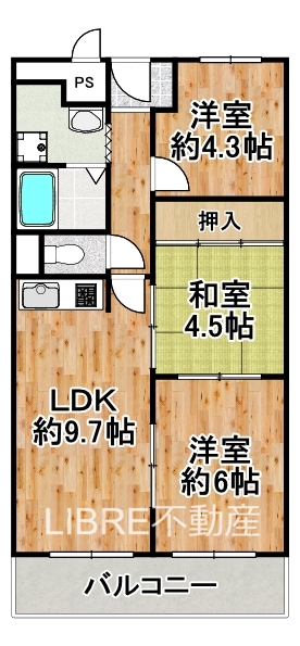 日商岩井泉尾マンション1号棟の間取り