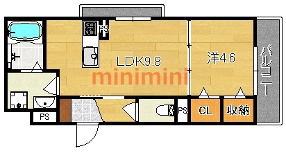 茨木市中穂積のマンションの間取り