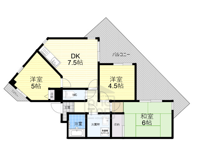 摂津市一津屋のマンションの間取り