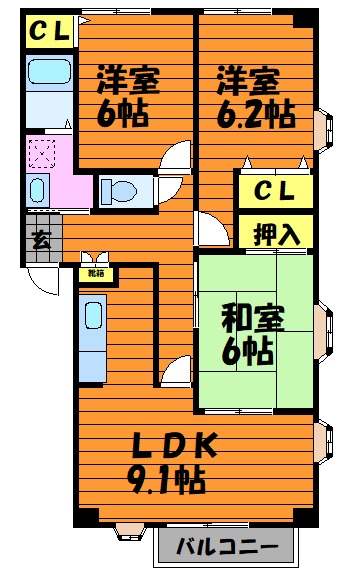 フォブール近藤Bの間取り