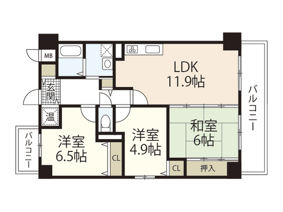 広島市西区己斐本町のマンションの間取り