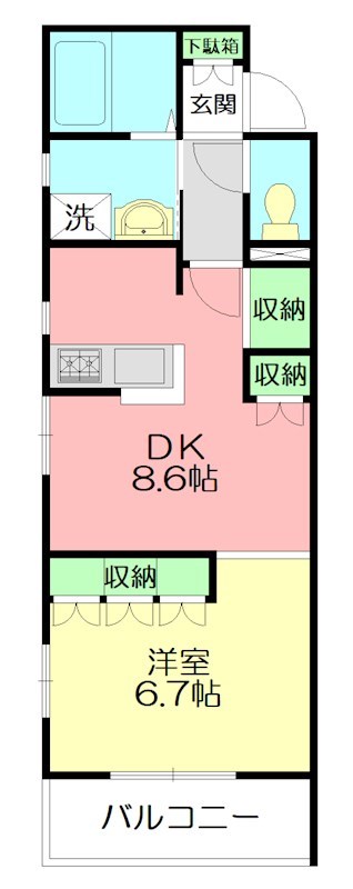 鎌倉市由比ガ浜のマンションの間取り