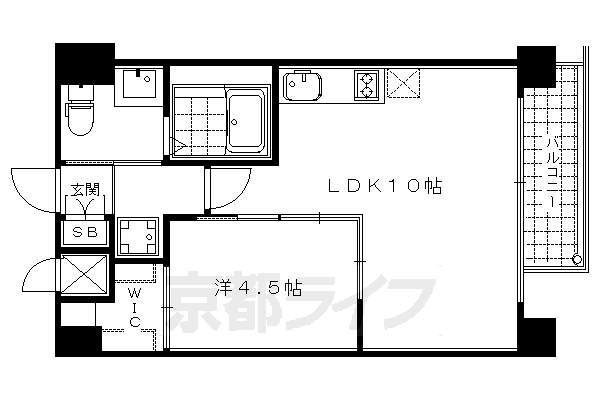 京都市東山区東町のマンションの間取り