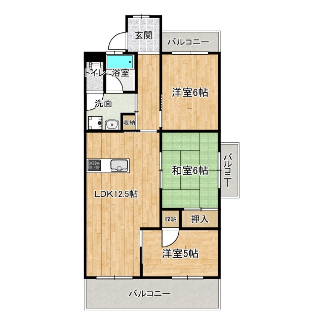 高知市高須新町のマンションの間取り