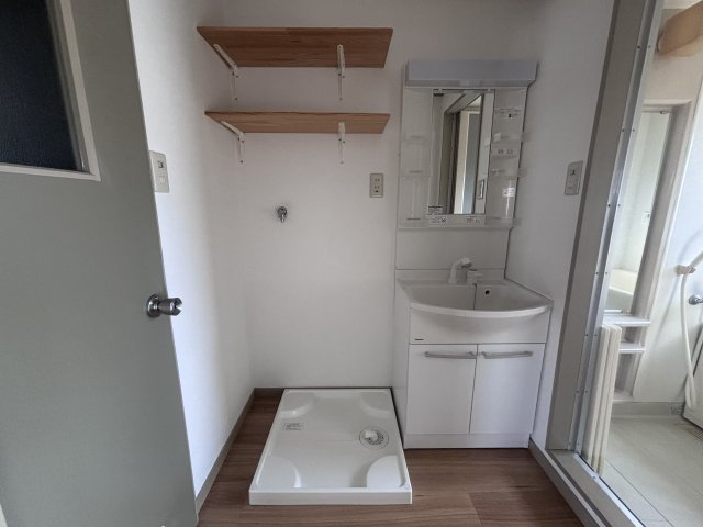 洗面設備　綺麗な洗面所付き　小物置きもついてます