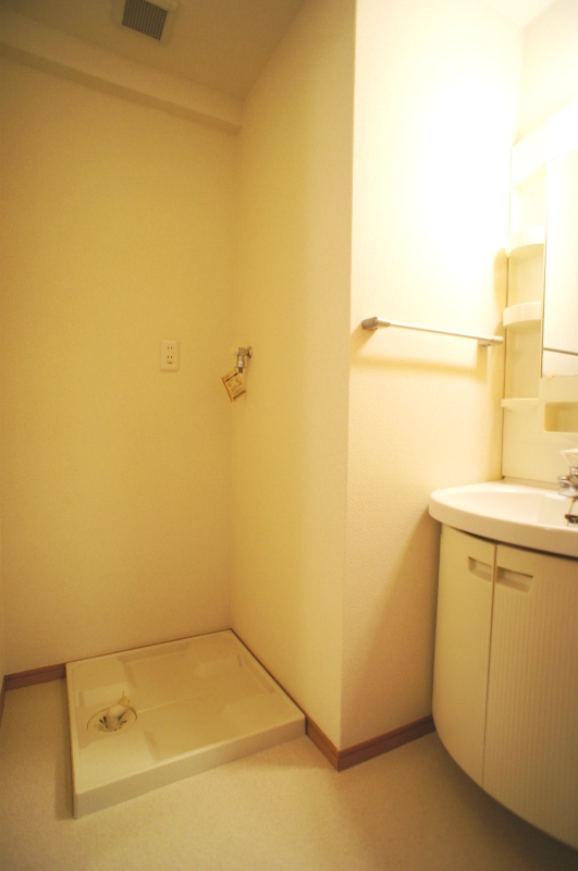 洗面設備　ゆったりとスペースのある洗面所