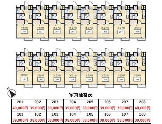 その他　全体間取図・家賃価格表