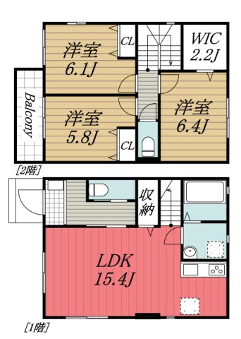 ＪＲ成田線 布佐駅 徒歩9分 2階建 築14年の間取り写真