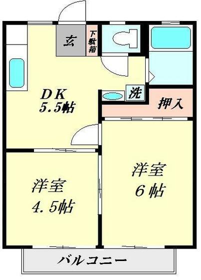 シャトー中山B棟の間取り写真