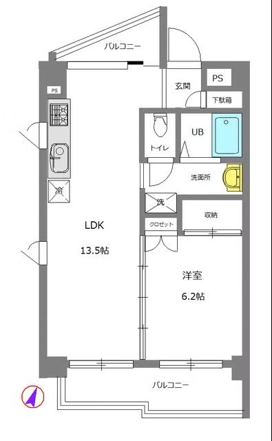 東急東横線 都立大学駅 徒歩8分 6階建 築36年の間取り写真