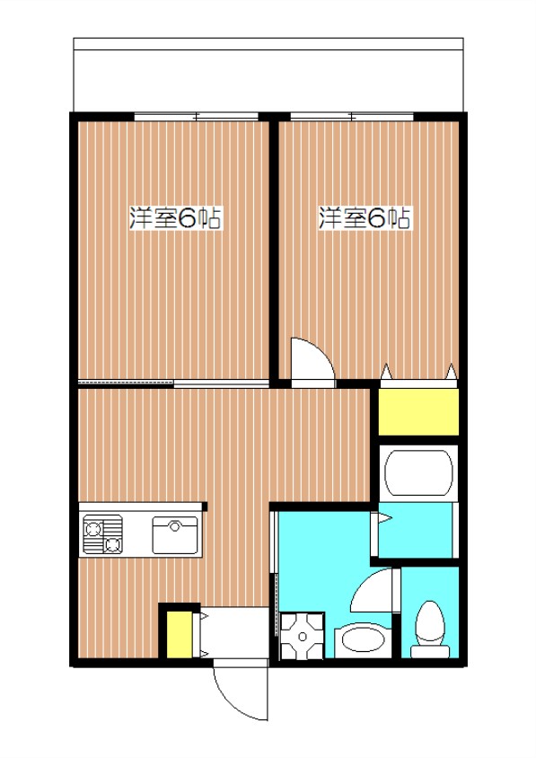 2人暮らしに最適 富士見マンション Mの間取り写真