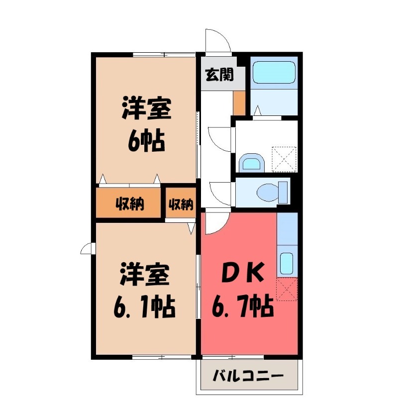 ＪＲ高崎線 岡部駅 徒歩6分 2階建 築28年の間取り写真