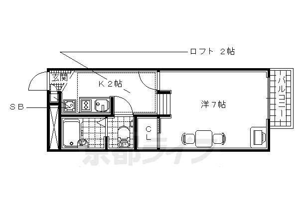 京田辺市宮津佐牙垣内のアパートの間取り