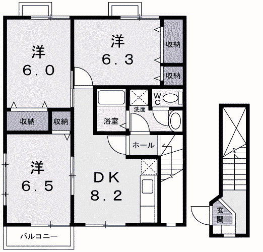 高崎市足門町のアパートの間取り