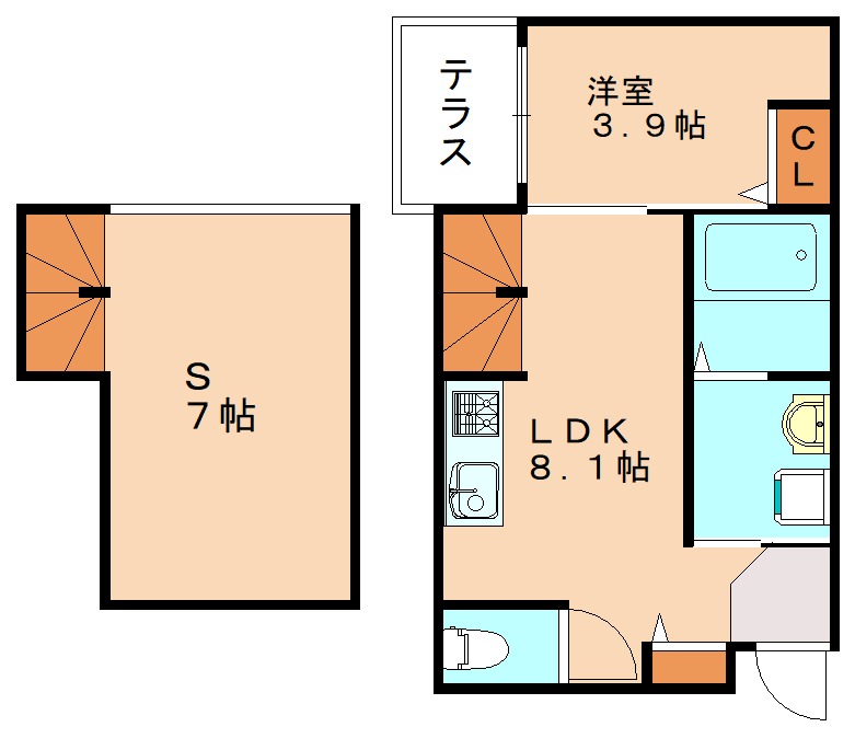 福岡市南区弥永のアパートの間取り