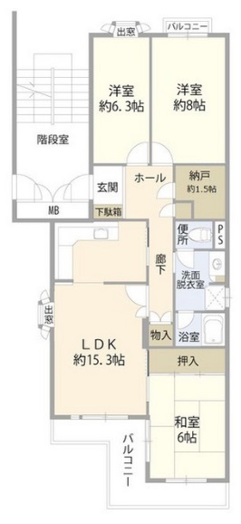 光が丘パークタウンゆりの木通り北2号棟の間取り