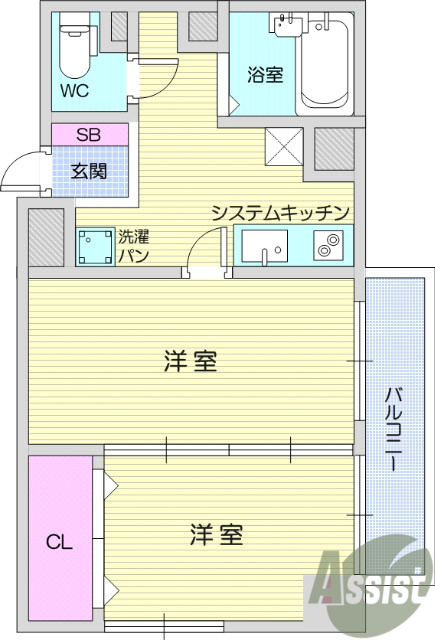 仙台市宮城野区新田のマンションの間取り