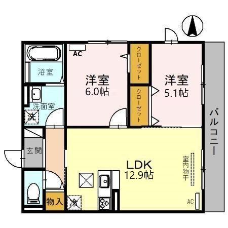 D-ROOM天神　A棟の間取り