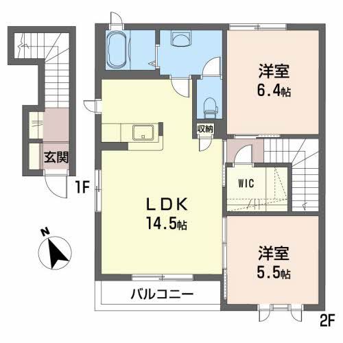 徳島市北島田町のアパートの間取り