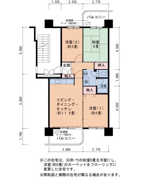 UR泉北鴨谷台三丁団地6号棟の間取り