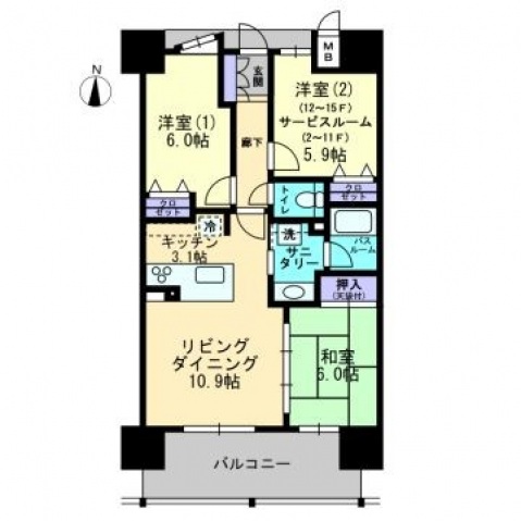 アルファステイツ福山駅前IIの間取り