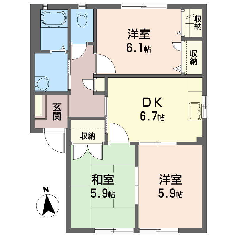 高知市大津のアパートの間取り